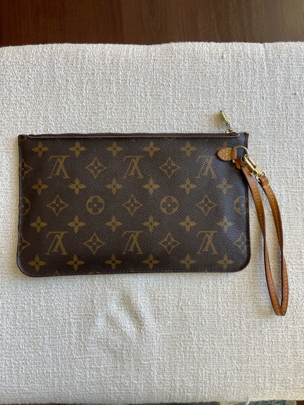 Authentic Louis Vuitton Monogram Neverfull MM Clutch/Wristlet Brown/Fuschia Pink - Picture 3 of 11